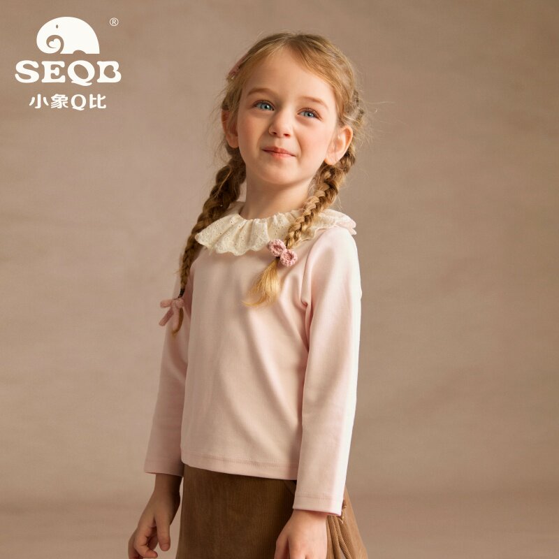 【SEQB小象Q比】2025年儿童娃娃领内搭针织衫长袖打底衫女童上衣