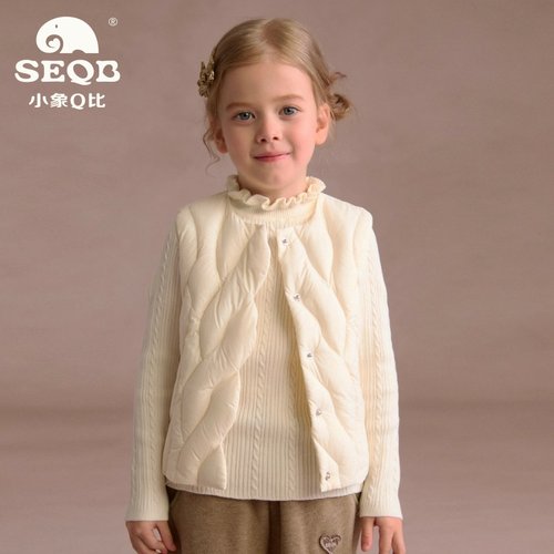 【SEQB小象Q比】2025新款轻薄保暖羽绒马甲女童无袖背心内搭马夹