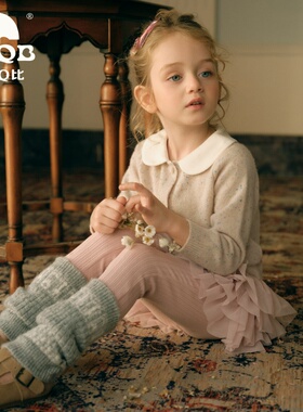 【SEQB小象Q比】2026年100%纯羊毛开衫外套娃娃领针织衫女童毛衣