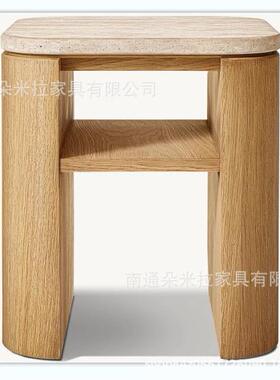 RH美式实木高端豪华家用边几角落角几 喝茶小桌子桌面大理石设计