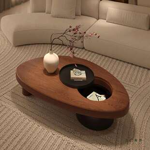 中古风实木茶几桌客厅家用小户型原木云朵茶几网红设计师2025新款