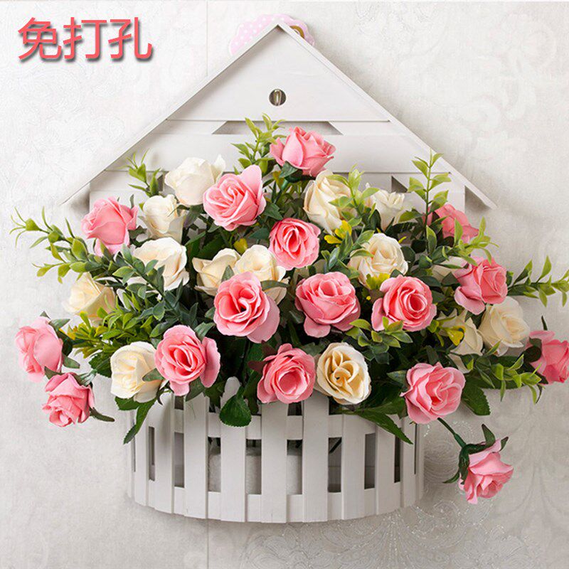 壁挂花盆墙花盆创意壁挂仿真花艺塑料悬挂式吊盆花盆挂墙栅栏花盆