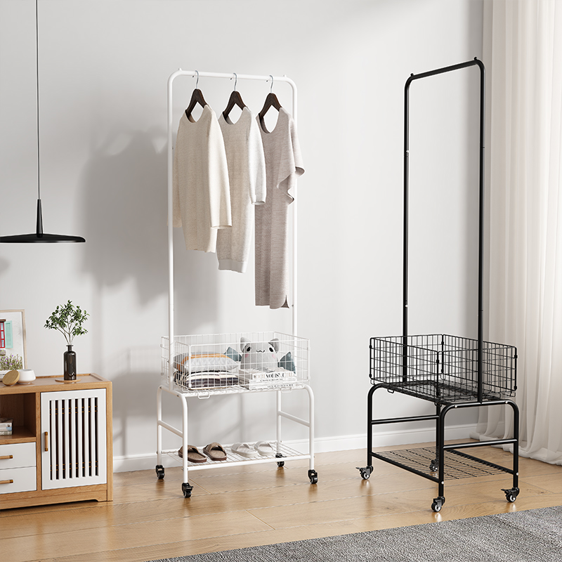 室内移动晾衣架金属挂衣架子落地家用卧室衣帽架阳台单杆式晒衣架