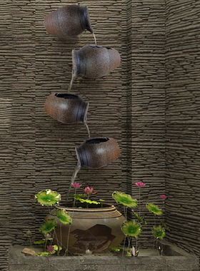 DIY自创流水墙造景贴墙挂壁仿陶流水罐鱼池鱼缸循环水幕墙户外庭