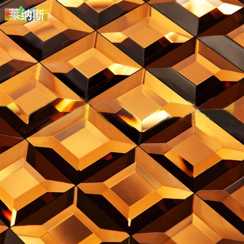 5面茶镜玻璃马赛克拼图背景墙瓷砖 欧式风格玻璃装饰砖