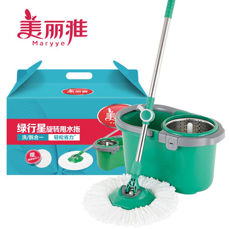 美丽雅绿行星旋转甩水桶双驱动拖把免手洗家用手压式家用地拖包邮