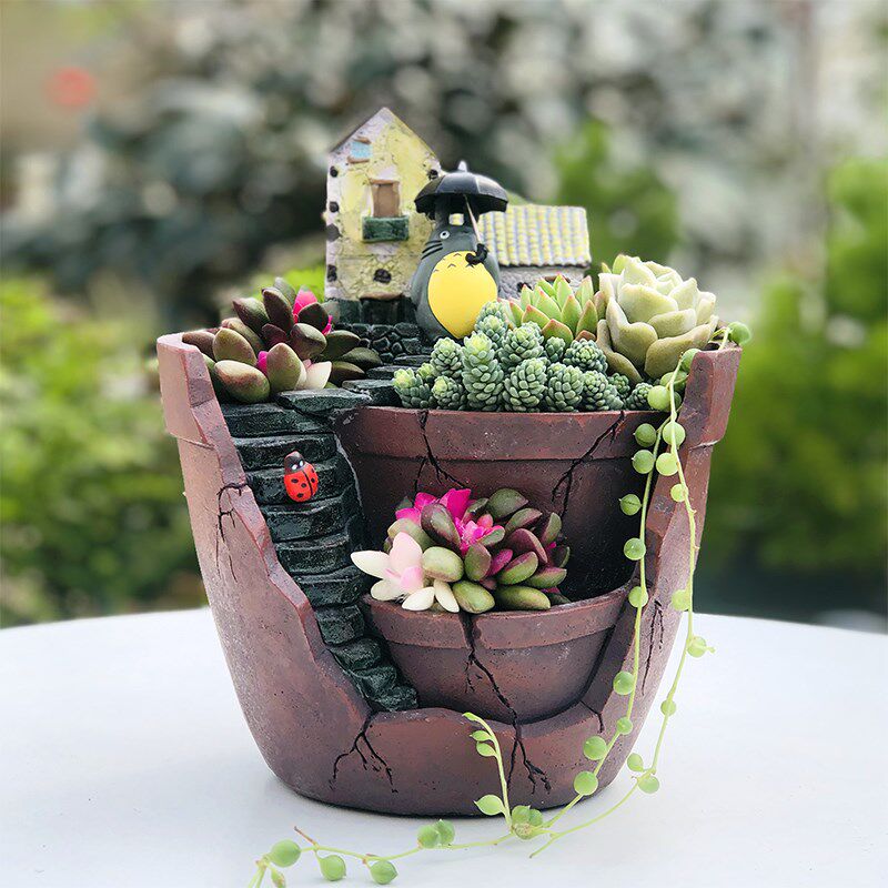 新奇创意空中花园多肉拼盘生日礼物办公室桌面摆件复古风新款花盆