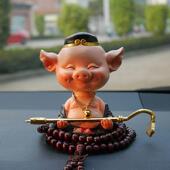 男人靠得住汽车车摆件创意摇头可爱天蓬元 324载猪八戒车内帅装 饰