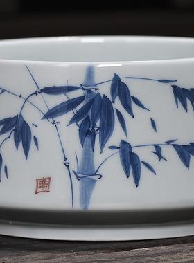 花瓷大号茶洗厂杯家家39451用陶瓷茶渣桶公办茶具青配件洗碗茶盘