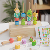 蒙氏早教水果串珠积木儿童益智玩具2 6岁手眼协调幼儿园教具礼物
