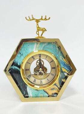 欧式厅时档钟摆件不锈钢奢高摆设卧室静音YFZ轻简约现代创意座客