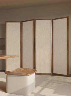 现奶油复风实木新风中式屏VFR隔断客厅折叠移动家代用遮挡茶室古