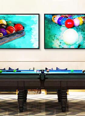 台球画厅墙面装饰桌乐室俱部台球油画挂画复古酒吧工业球风QUL墙