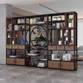 关新中式 铁艺古架落断地书架展示柜办公448室博隔置物架玄饰品展