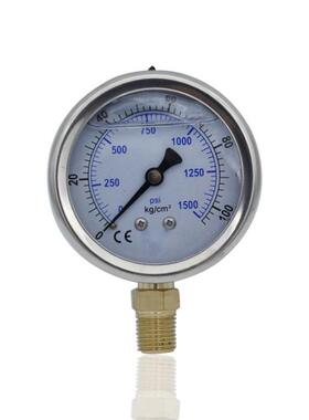 供应不锈钢耐震压力表充油耐振径向注油YN63 100KG/1500PSI 1/4PT