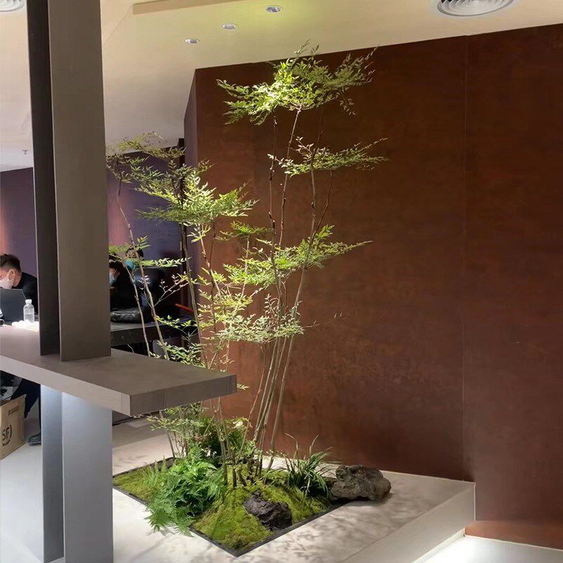 仿真绿植造景南天竹仿生植物景观组合商业餐饮橱窗落地装饰摆件