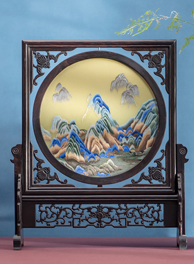 双面刺绣台屏中式工艺品桌面摆件送礼领导屏风摆设玄关礼物大摆件