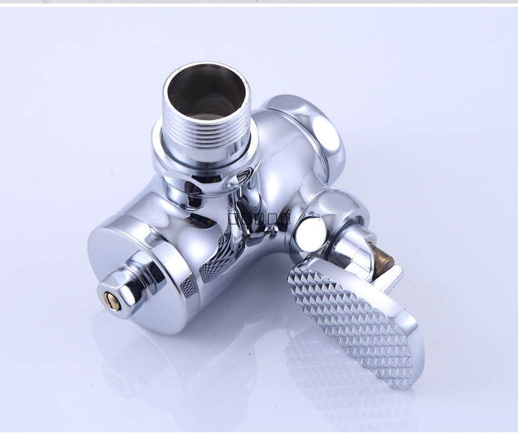 全铜蹲便器冲水便池脚踏式冲水器入墙厕所蹲坑脚踩大便冲洗阀延时