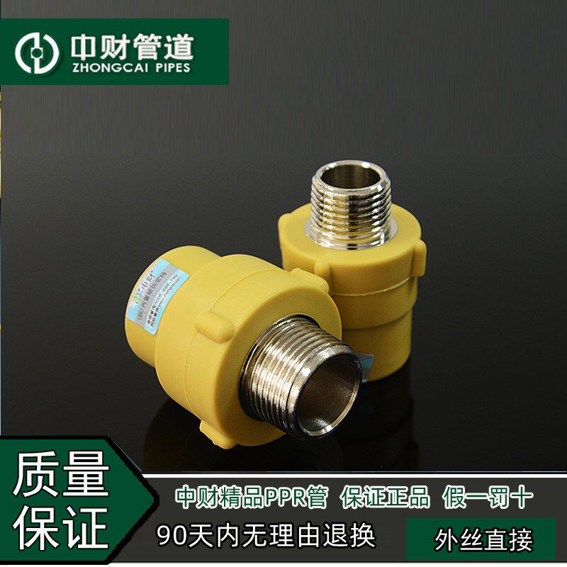 中财管道 PPR冷热水管工程家装水管配件外丝直接 外牙直通