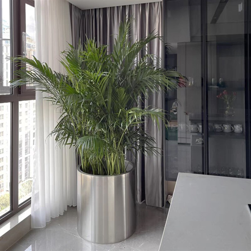 304不锈钢花器 定制花盆 金属花钵 圆柱形花盆缸 园艺花盆 大花器