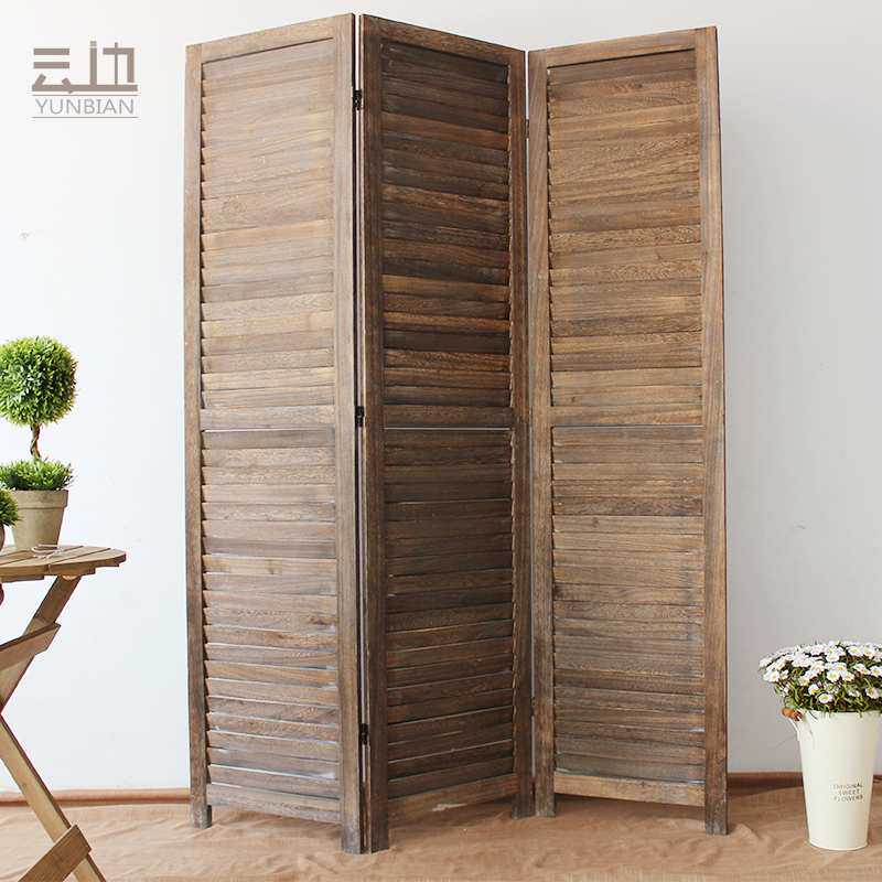 做旧复古实木屏风隔断折叠北欧美式乡村田园现代装饰拍摄背景