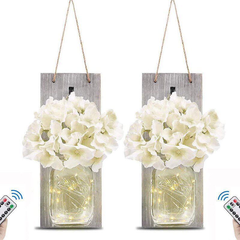 New 2 pcs Practical Mason Bottle Wall Lamp Home Mason Jar