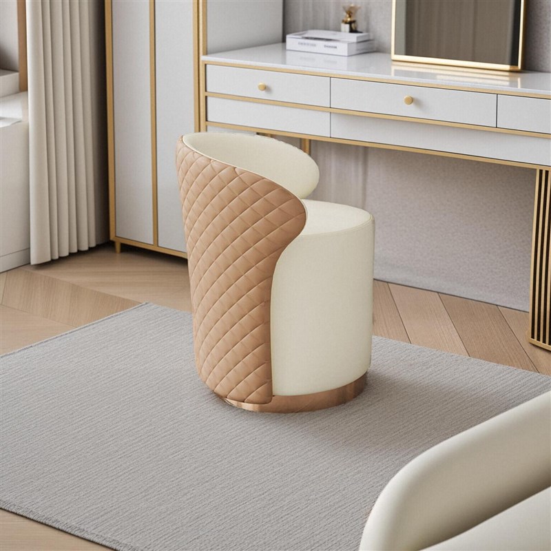 轻奢现代梳妆凳高级设计高级感家用简约全实木旋转靠背化妆小椅子