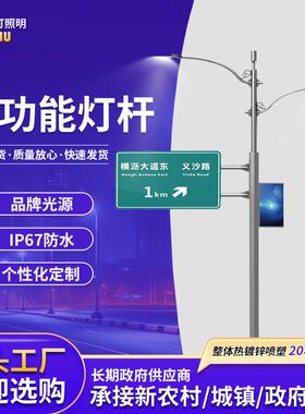20304不锈钢路灯中杆灯照明太阳能户外灯高低双臂灯杆道路照明