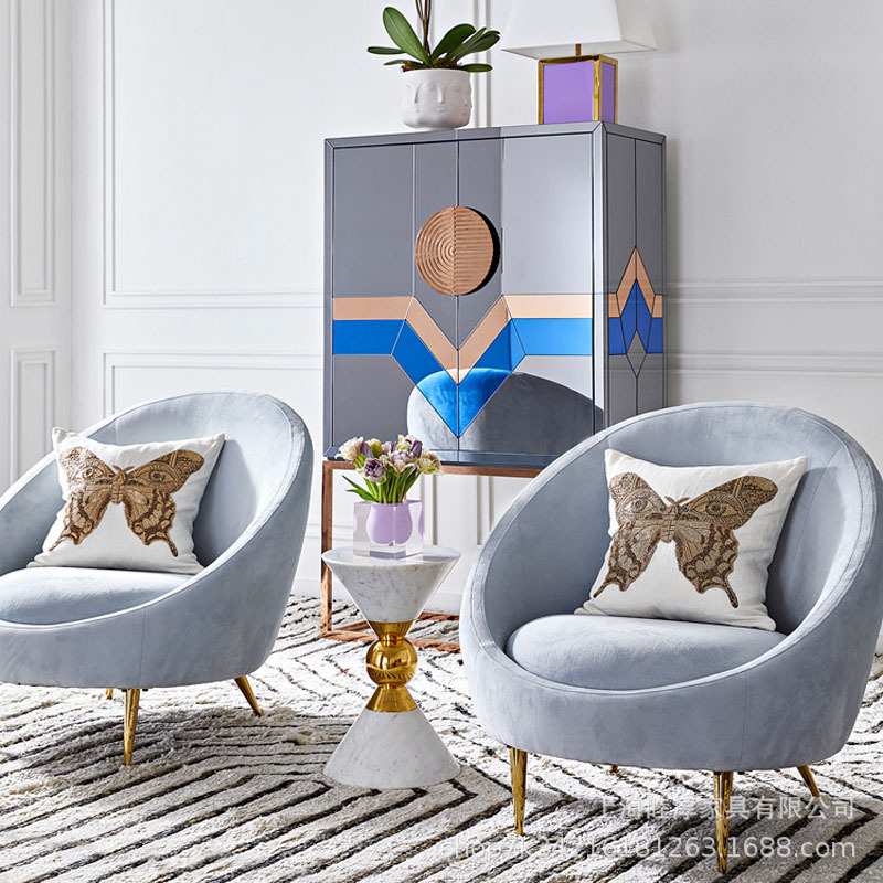 简约现代设计师个性创意单人沙发北欧样板房摄影形象布艺小沙发椅