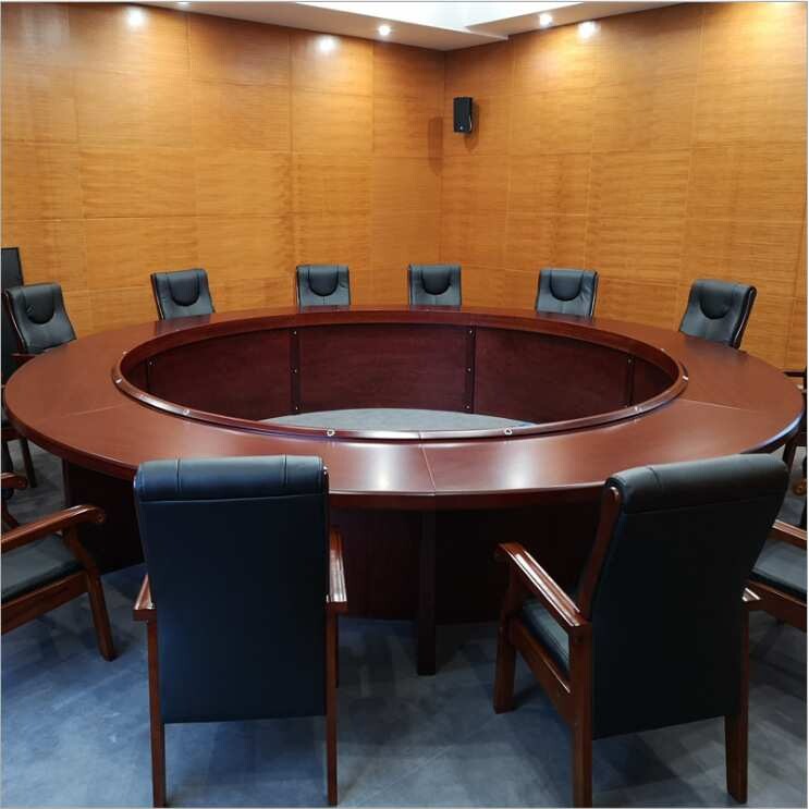 苏州麦叶圆形会议桌 木皮油漆圆形桌可定会议圆桌 椭圆形会议桌椅