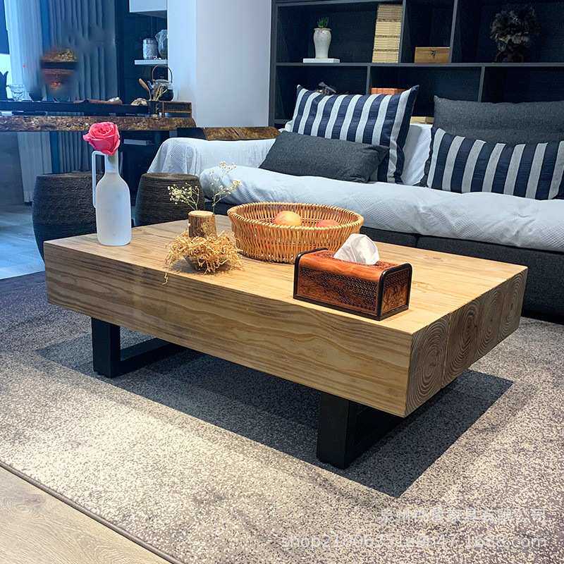 现代简约家具原木榻榻米小方桌小户型矮桌客厅实木拼接原木色茶几