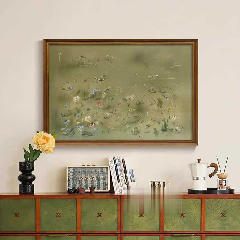 《逸彩》法式复古绿色客厅装饰画中古风卧室床头小众抽象艺术挂画