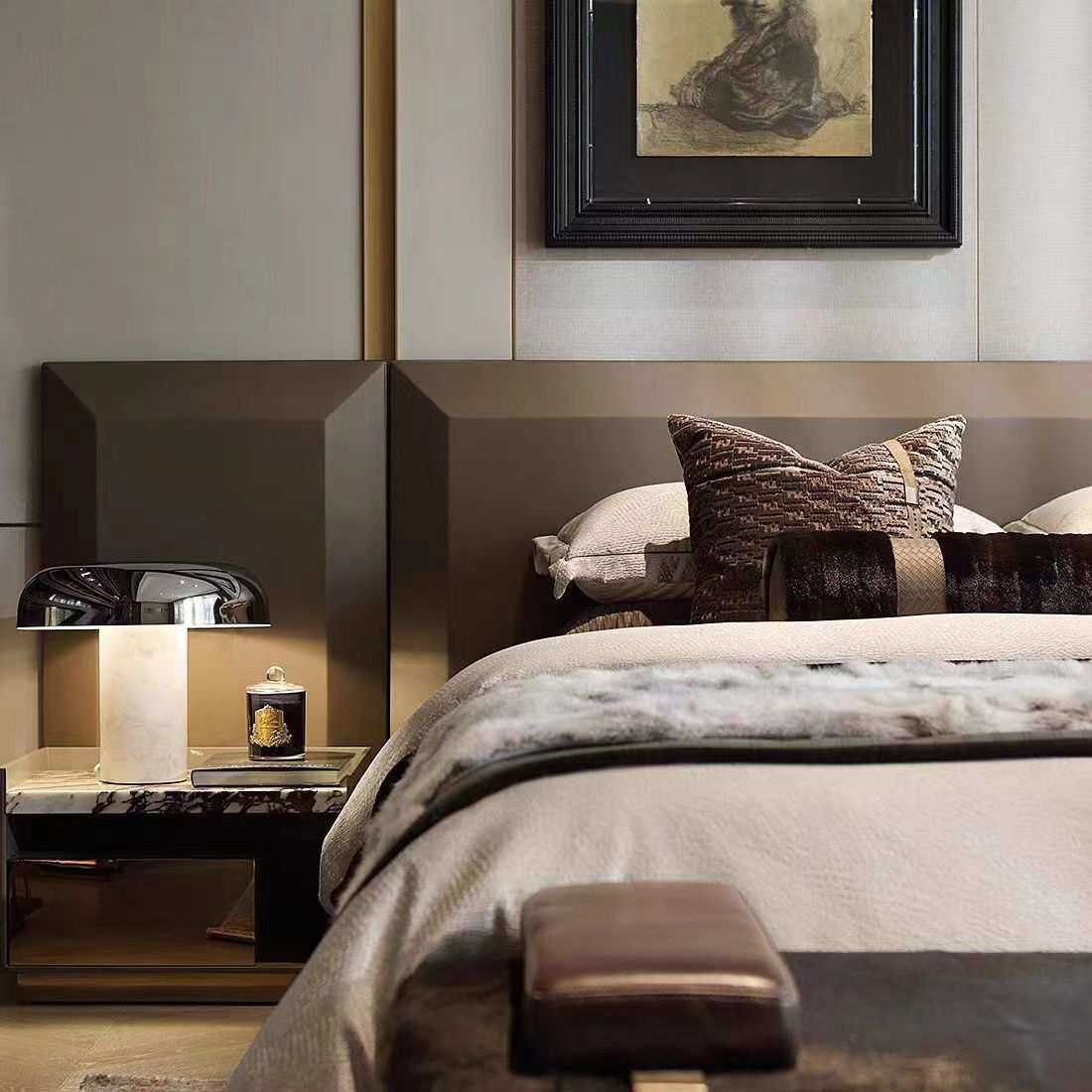 轻奢现代样板间床品售楼部样板房床上用品软装摆场简约多件套