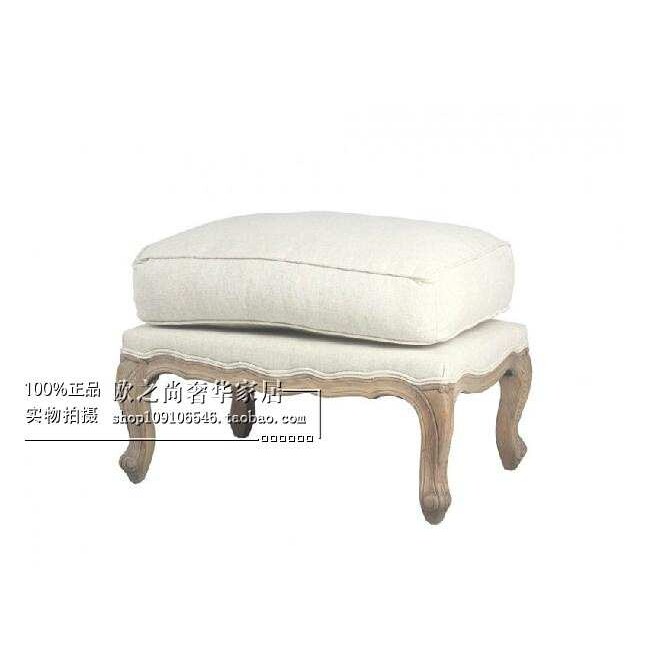 外贸出口单人沙发美式乡村沙发椅 法式布艺沙发 欧式实木沙发脚凳