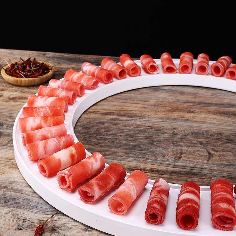 创意网红特色密胺餐具火锅呼啦圈肥牛卷盘铜锅涮肉盘羊肉卷大圆盘