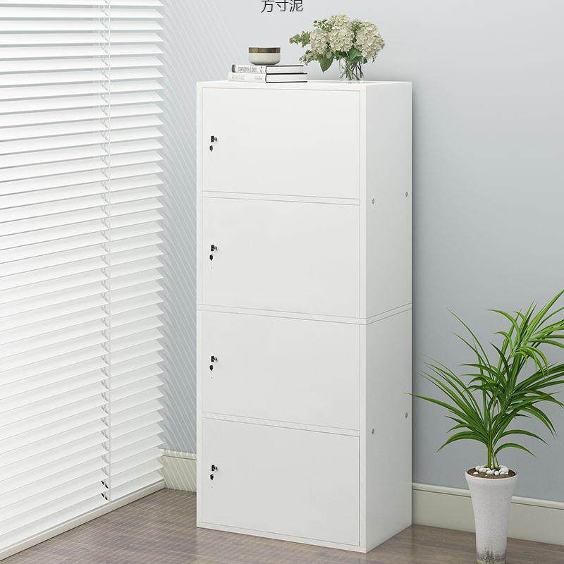 简易带门书柜书架家用带锁落地收纳格子柜简约储物柜置物柜书橱厂