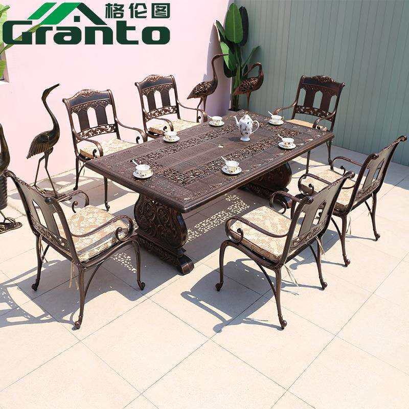 户外阳台休闲桌椅组合外摆室外庭院花园简约铁艺铸铝桌椅欧式椅子