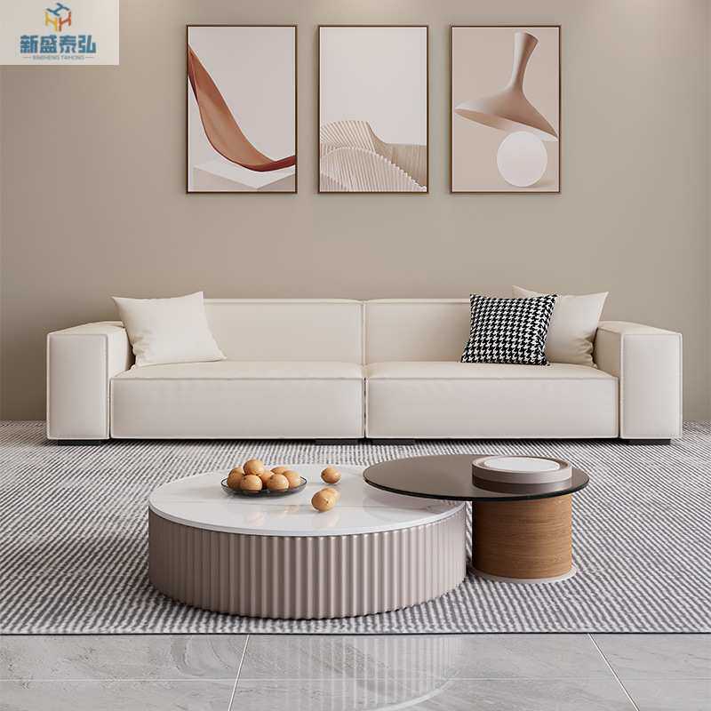 欧式极简轻奢沙发方块豆腐块沙发现代免洗科技布三四人位直排布艺