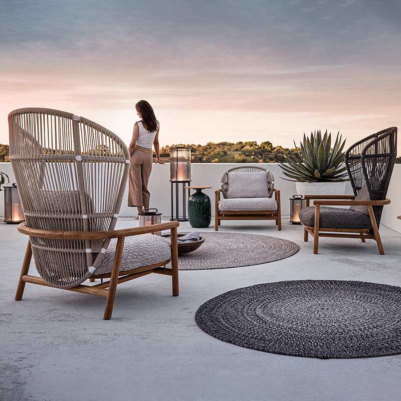 实木户外沙发庭院藤编柚木阳台别墅防水防晒设计北欧休闲藤椅组合