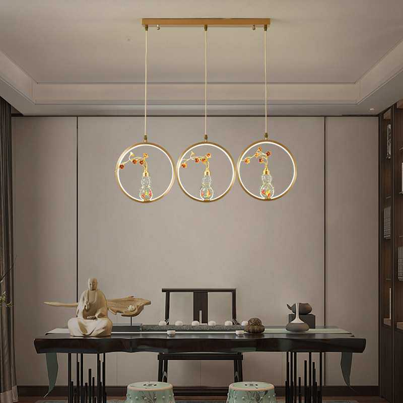 亿大灯饰全铜新中式吊灯个性创意现代简约餐厅书房吧台设计师灯具