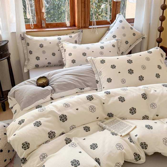 小清新100棉A类全棉双层纱四件套双人床四季可用纯棉碎花套件