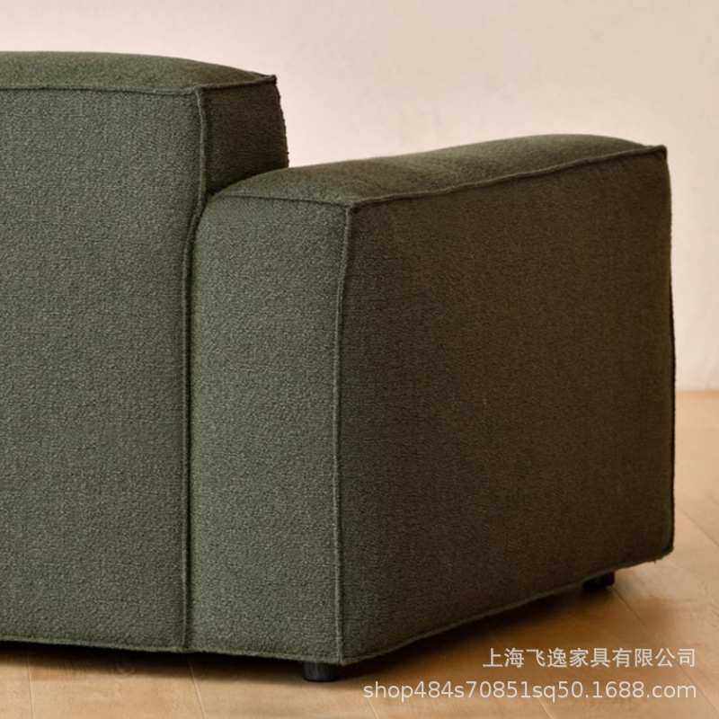 北欧极简客厅大小户型棉麻布艺沙发贵妃现代橄榄绿豆腐块转角直排