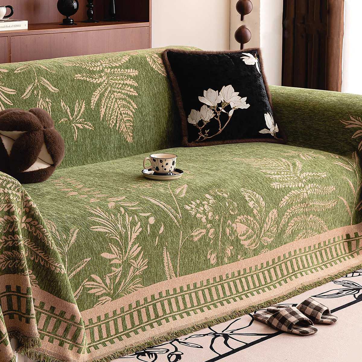 加大加厚加宽230宽幅雪尼尔沙发盖布一片式沙发巾沙发垫四季通用