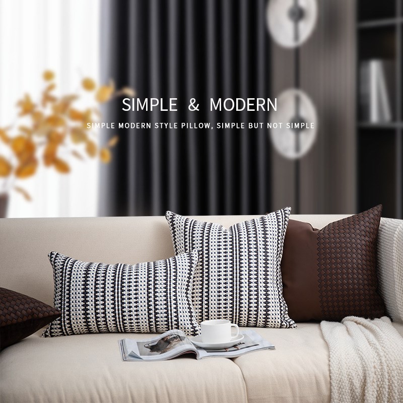 现代简约轻奢风抱枕沙发客厅样板房棕咖高级感靠枕床上靠垫套