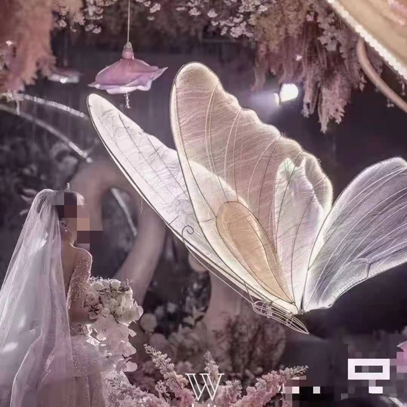 婚庆道具铁艺发光蝴蝶挂件吊顶装饰 婚礼T台路引迎宾舞台装饰摆件