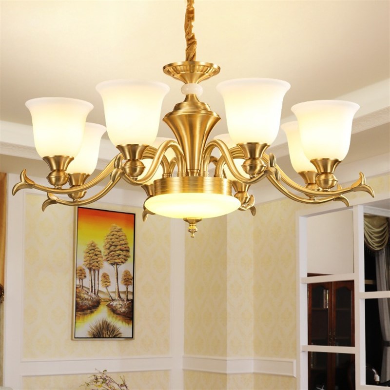 美式吊灯全铜客厅灯现代简约奢华大气餐厅卧室灯具欧式风格吊灯