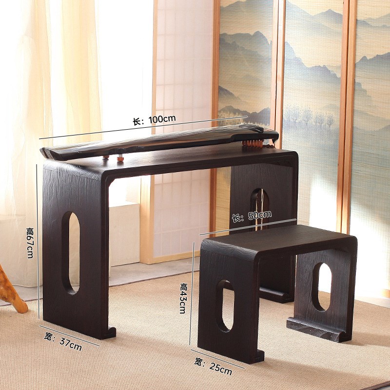 烧桐木仿古琴桌共鸣古琴桌凳实木琴桌琴凳国学古琴桌书法桌古筝桌