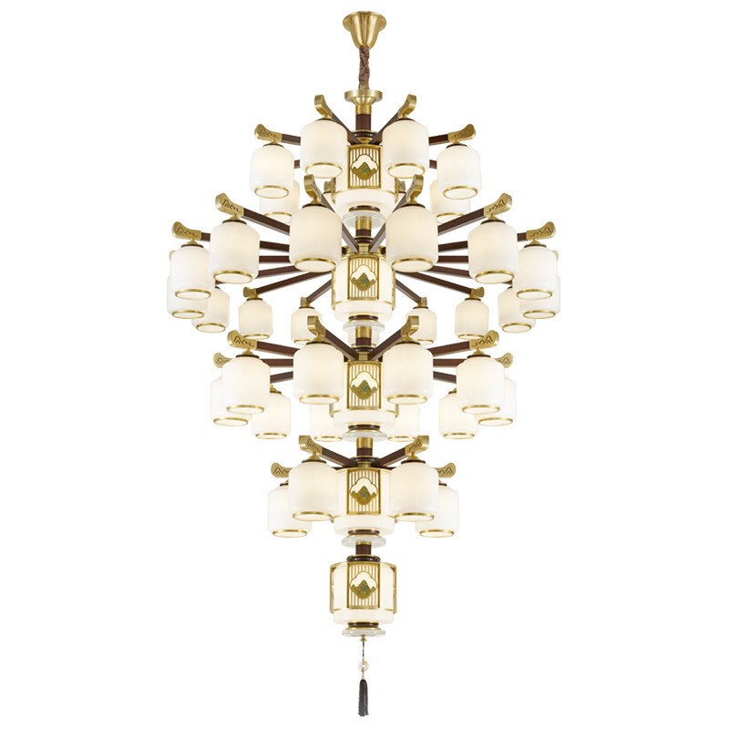 新中式新款吸吊两用吊灯别墅复式楼客厅餐厅卧室茶室中国风灯具