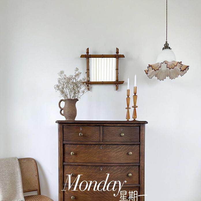 法式复古实木斗柜美式乡村做旧橡木储物收纳抽屉柜卧室床尾五斗橱