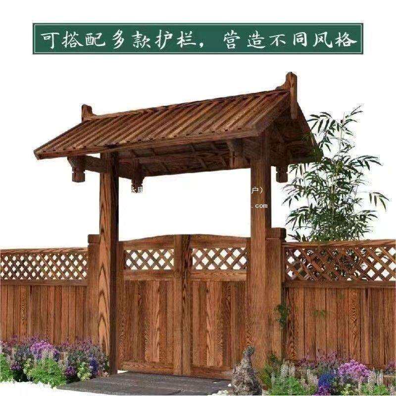 防腐木门庭院小院门户外防腐木门单门仿古门楼一整套防腐木门楼